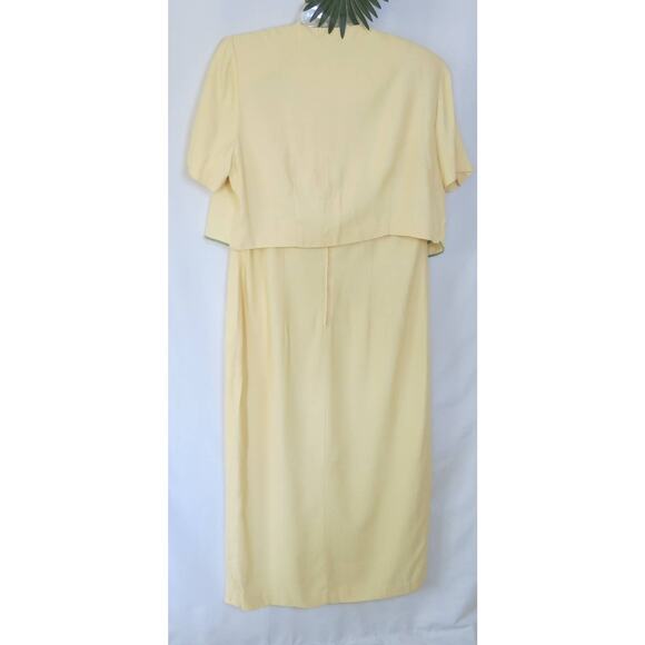 VINTAGE PERI PETITES Dress/Jacket Size 12 Short Sleeve Embroidered Yellow Summer - Picture 3 of 13